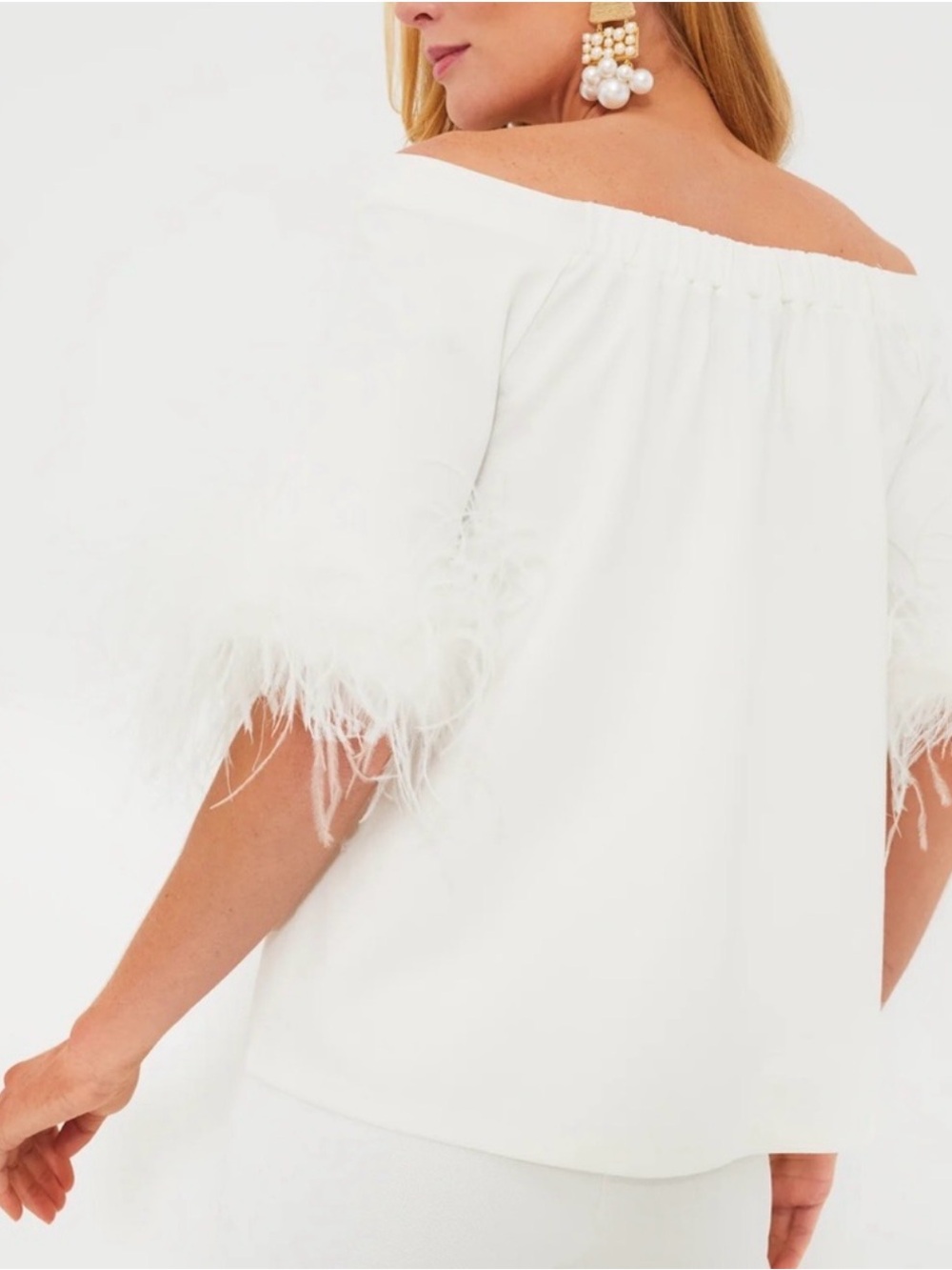 Tuckernuck White Feather Miranda Off Shoulder Blouse - size large